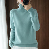 Turtleneck Pullover Fall/winter Cashmere Sweater Women Pure Color Casual Long-sleeved Loose Pullover Bottoming Women&#39;s