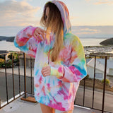 women Sweatshirt dyeing Fashion harajuku plus size Hoodies oversize loose korean Print tops Pullovers Streetwear Women Clothes