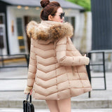 Fashion Winter Jacket Women Big Fur Belt Hooded Thick Down Parkas X-Long Female Jacket Coat Slim Warm Winter Outwear New