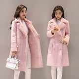 winter jacket women plus size clothing for women Warm Velvet Thicken Faux Suede Long Coats Parka Female Double Breasted Jacket