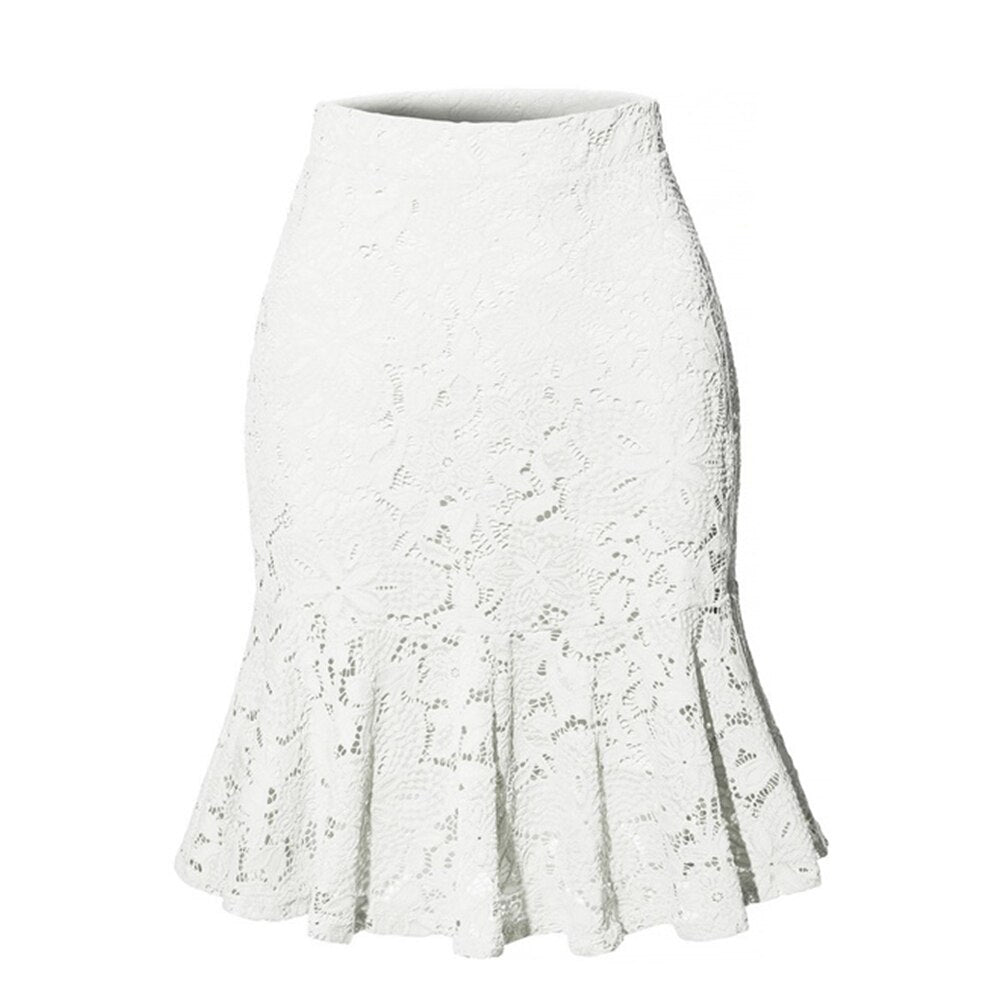 Pbong  mid size graduation outfit romantic style teen swag clean girl ideas 90s latina aestheticWoman Skirts Mini Mermaid Skirt High Waist Slim Fit Elegant Skirts Summer Office Bottoms Fishtail Knee-length Woemn Lace Skirt