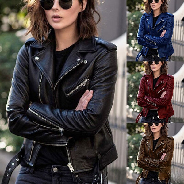 Ladies Coat Dark Academia Spring Autumn Zipper Motorcycle Jacket Women ...