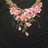 Elegant Blouse for Women Flower Print Mesh Tops Long Sleeve Black O-neck Patchwork Ladies Lace Decor Tee Tops Spring summer Pbong mid size graduation outfit romantic style teen swag clean girl ideas 90s latina aesthetic