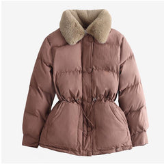 Winter Jacket Women Slim Cotton padded coat Fashion Fur collar Casual Parkas Single breasted Coats Female Thick Warm Overcoat