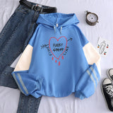 New contrast color pullover thick loose women's hoodie clothes fleece Harajuku top letter printing sweatshirt ladies