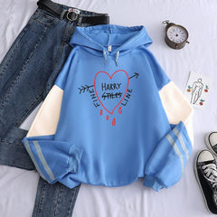 New contrast color pullover thick loose women's hoodie clothes fleece Harajuku top letter printing sweatshirt ladies