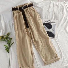 Trousers Korean Belt Casual Joggers Sweatpants High Waist Harajuku Streetwear Cargo Pants Women Loose Female