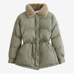 Winter Jacket Women Slim Cotton padded coat Fashion Fur collar Casual Parkas Single breasted Coats Female Thick Warm Overcoat