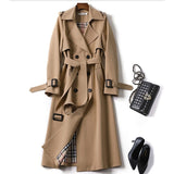 Spring Autumn Trench coat Women Fashion Double Breasted Belt Long Trench coat Plus size Windbreaker Lady British style Outerwear