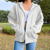 Oversized Butterfly Graphic Rhinestone Zip Up Hoodies Y2K Fashion E-girl 90s Streetwear Diamond Grey Long Jacket Autumn