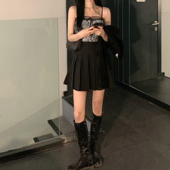 Black Sexy Camis Women Casual Korean Style Sleeveless Y2k Crop Tops Female Elegant Party Lace Tanks Slim Spaghetti Strap Shirts