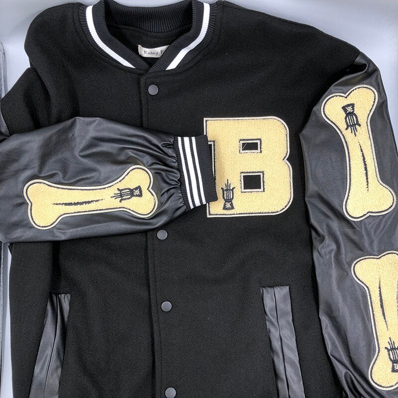 Women jacket coat Hip Hop Furry Bone Patchwork Color Block Jackets Ms Harajuku Streetwear Bomber garb Baseball Coats Unisex