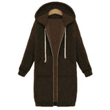 Once Autumn Casual Women Long Hoodies Sweatshirt Coat Zip Up Outerwears Hooded Jacket Winter Pockets Plus Size Outwear Tops