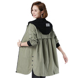 Women Plus Size 5XL Windbreaker Female Spring Autumn Trench Coat Loose Large size Windbreaker Hooded Women's Clothing A555