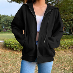 Oversized Butterfly Graphic Rhinestone Zip Up Hoodies Y2K Fashion E-girl 90s Streetwear Diamond Grey Long Jacket Autumn