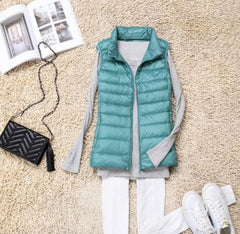 New Autumn Women Ultra Light Down Vest White Duck Down Coat Parka Ladies Sleeveless Waistcoat Plus Size 3XL