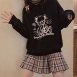 Korea Ulzzang Bear cute Women hoodies sweatshirts Loose Hip Hop Streetwear Tops Vintage Punk Casual Harajuku New Women Clothing