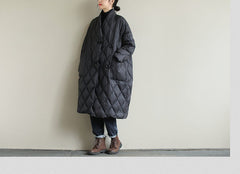 Winter New Arrivals Women's Cotton Coats Diamond Lattice Block Big Size Female Long Parkas Loose Lady Overcoats Clothes
