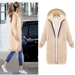 Long Oversized Hoodies Women Autumn Winter Sweatshirt Women Zipper Women Hoodies Outerwear Pockets Sudaderas Mujer Sweat Femme
