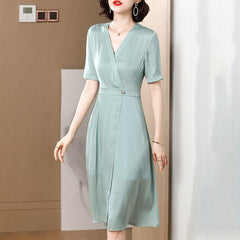 New pure silk dress of mulberry silk in summer