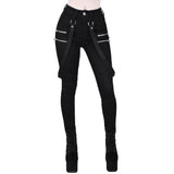High Waist Pants Women Black Skinny Trousers Belt Streetwear Woman Long Pants Vintage Pencil Pants Punk Gothic Trousers D30