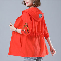 New Women's Jacket Summer Thin Coat Hooded Sun protection Windbreaker Female Casual Long Coats Outerwear Plus Size 4XL