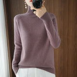 Turtleneck Pullover Fall/winter Cashmere Sweater Women Pure Color Casual Long-sleeved Loose Pullover Bottoming Women&#39;s