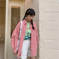 Thin Ulzzang Loose Newest Femme Coats Button Chic Vintage Tops Basic Jackets Women Solid Spring Corduroy All-match Short Casual