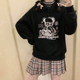 Korea Ulzzang Bear cute Women hoodies sweatshirts Loose Hip Hop Streetwear Tops Vintage Punk Casual Harajuku New Women Clothing