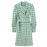 Spring Plaid Oversized Blazer Women Single Breasted Lace Up Mid-length Suit Jacket Ladies High Quality Outerwear
