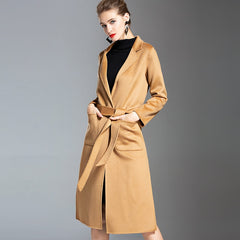 European and American water wave cashmere coat women's  medium and long winter wool coat double-sided women's cloth coat