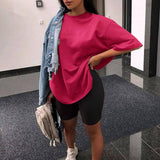 New Casual Solid Women's Two Piece Suit with Belt Solid Color Home Loose Sports Fashion Leisure Suit Summer Clothing