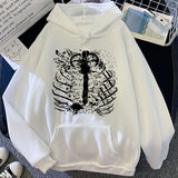 Women's Harajuku Streetwear Gothic Skull Print Pullover Punk Style Sweatshirt Oversized Hoodie Ladies Retro Hoodie clothes