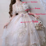 Retro Lolita Jsk Dress Japanese Women Sweet Lace Floral Embroidery Princess Wedding Dresses Girls Cute Party Vestidos