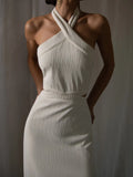 Dress New Summer Halterneck Cutout Slim Maxi Dress Backless Long Tight High Slit Premium Ladies Party Evening Dresses