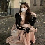 Pink Bow Strap Dress for Women's Summer New Design Sensation Small French Gentle First Love Skirt