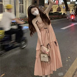 Pink Bow Strap Dress for Women's Summer New Design Sensation Small French Gentle First Love Skirt
