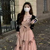 Pink Bow Strap Dress for Women's Summer New Design Sensation Small French Gentle First Love Skirt