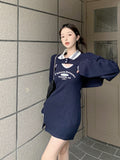 Vintage Kpop Hoodies Women's Y2k Street Dress Pullover Beautiful Korean Fashion Sports Dress Women Harajuku Hippies