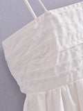 White Slash Collar Ruched Chest Mini Sling Dress Sexy Bandage Tie Bow Back Backless Dresses Holiday Robe Summer Vestido