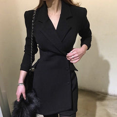 Fashion Office Ladies suit women blazer dress Double Breasted Button Front Military Style Long Sleeve Dress