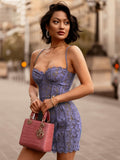 High Quality Women Summer Dress New Arrivals Purple Bodycon Party Dress Lace Vintage Dress Cleberity Evening Club Dress