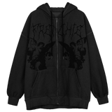 Hip Hop Streetwear Women Angel Dark Print Harajuku Hooded Jacket Sweatshirts  Autumn Punk Zipper Y2k Tops Coat Goth Outwear