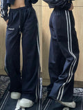 Vintage Y2K Joggers Sweatpants Women Hip Hop Retro Wide Leg Track Pants Oversized Streetwear Sports Two Piece Pant Sets