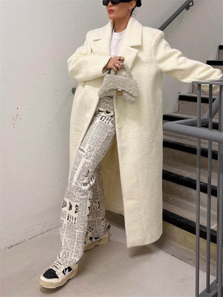 Woman Fashion Beige Print Straight Pants Spring Chic High Waisted Button Pants Girls Cool Streetwear Patchwork Trousers