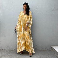 Bohemian Striped Print Women Beach Dress Bathing Suit Cover Up Summer Tunic For Woman Beachwear Robe de plage Kaftan Pbong  mid size graduation outfit romantic style teen swag clean girl ideas 90s latina aesthetic