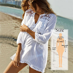 Beach Cover up  White Tunic Woman Bikini Cover-ups Bathing Suit Women Beachwear Swimsuit Cover up Sarong pareo plage Pbong mid size graduation outfit romantic style teen swag clean girl ideas 90s latina aesthetic