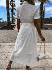 Sexy Solid Ruffles Maxi Beach Dress Summer Fashion Slimming Backless White Dress Elegant Casual Embroidery Lace-up Party Dresses