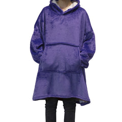 Winter Oversized Hoodies Women Fleece Warm TV Blanket with Sleeves Pocket Flannel Plush Thick Sherpa Giant Hoody Long Sweatshirt