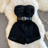 Summer Rompers Women Jeans Jumpsuit off shoulder Loose Casual Denim Rompers Womens Jumpsuits Wide Leg Casual Denim Overalls